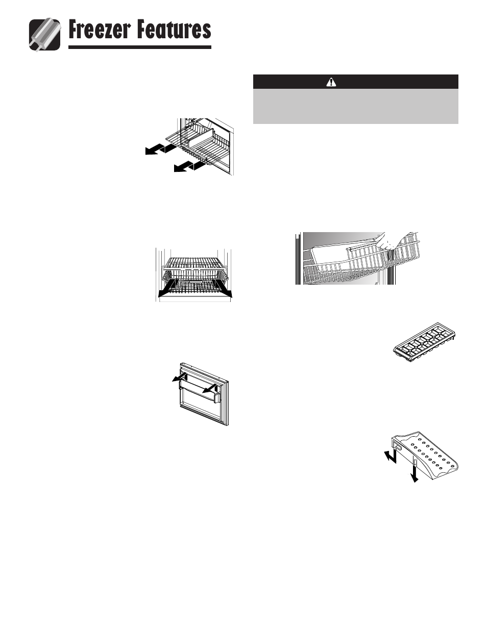 Freezer features, Accessories, Shelves and baskets | Maytag G32026PExx User Manual | Page 13 / 22