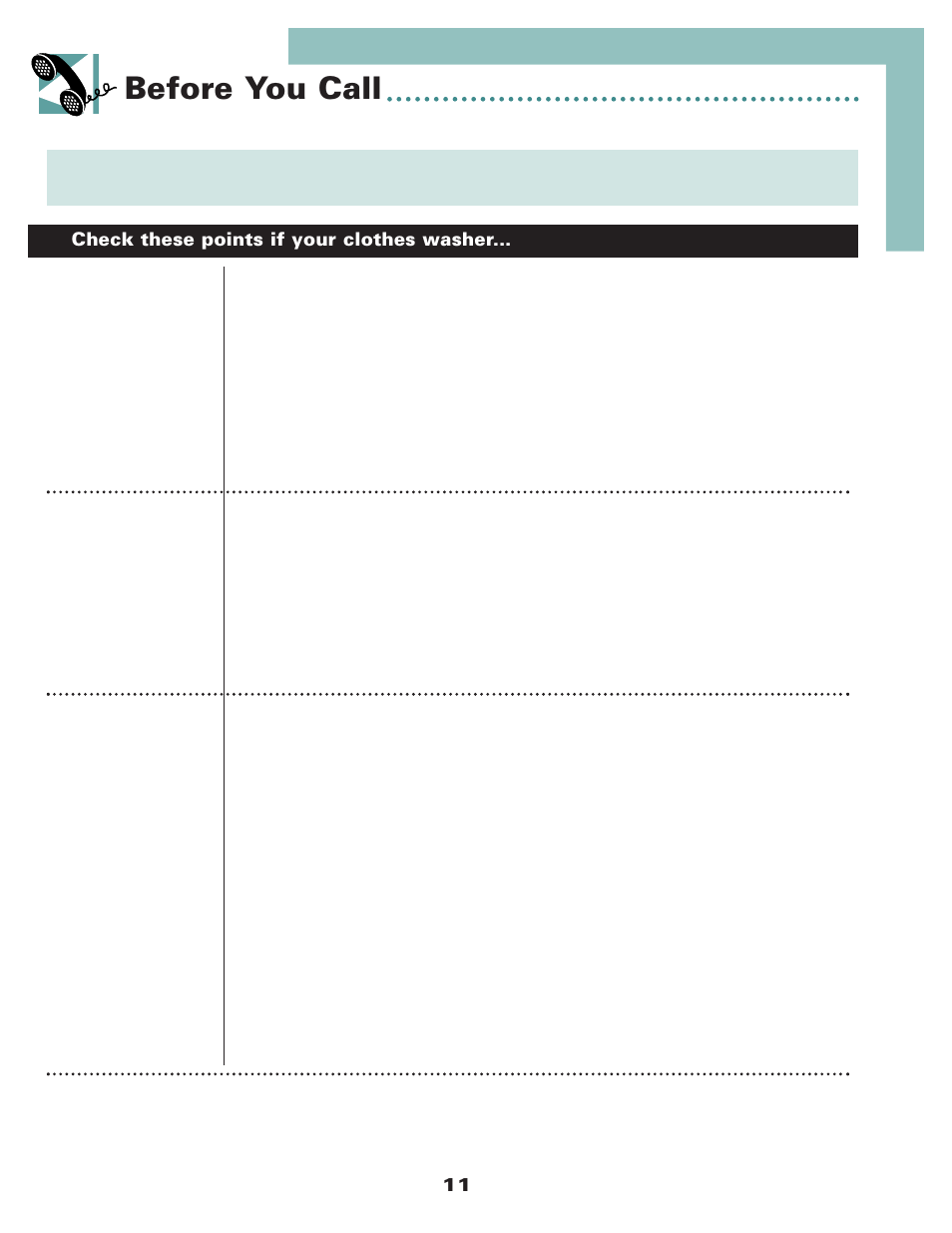 Before you call | Maytag Stacked Laundry User Manual | Page 13 / 16