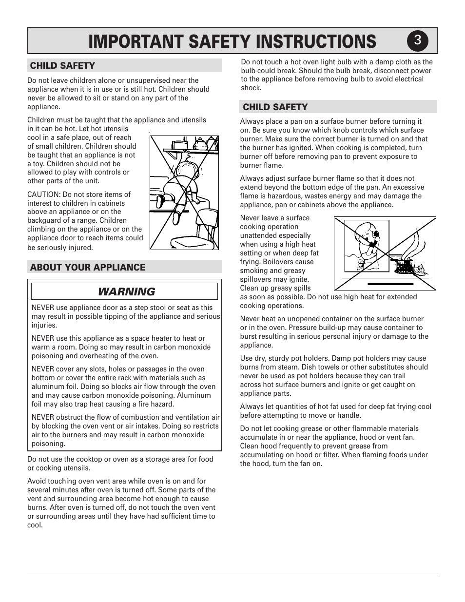 Important safety instructions, Warning | Maytag 8113P644-60 User Manual | Page 3 / 16