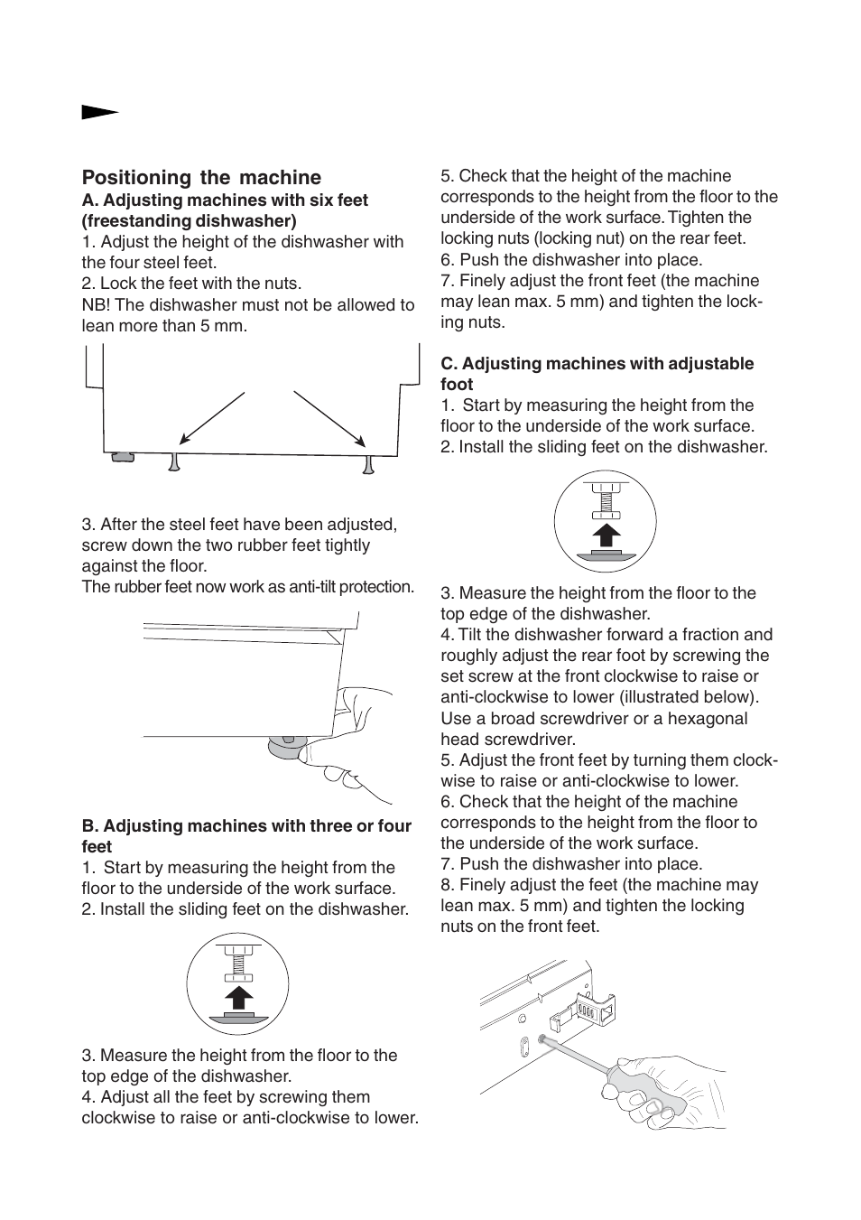 Positioning the machine | Maytag 860S User Manual | Page 32 / 40