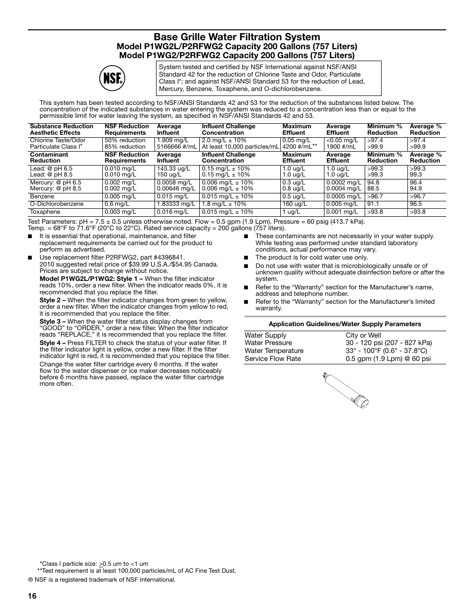 Base grille water filtration system | Maytag P1WG2L User Manual | Page 16 / 52