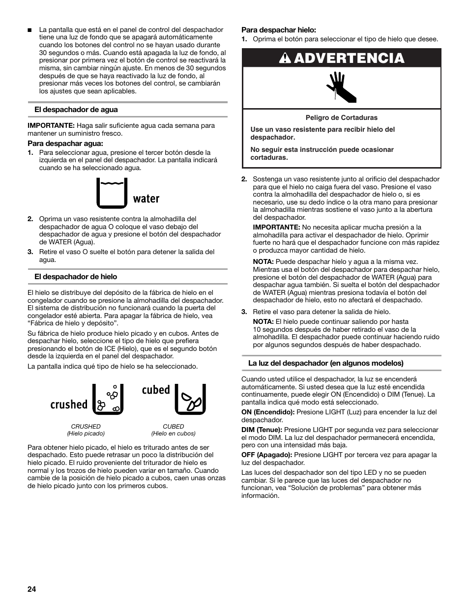 Advertencia | Maytag P1WG2L User Manual | Page 24 / 52