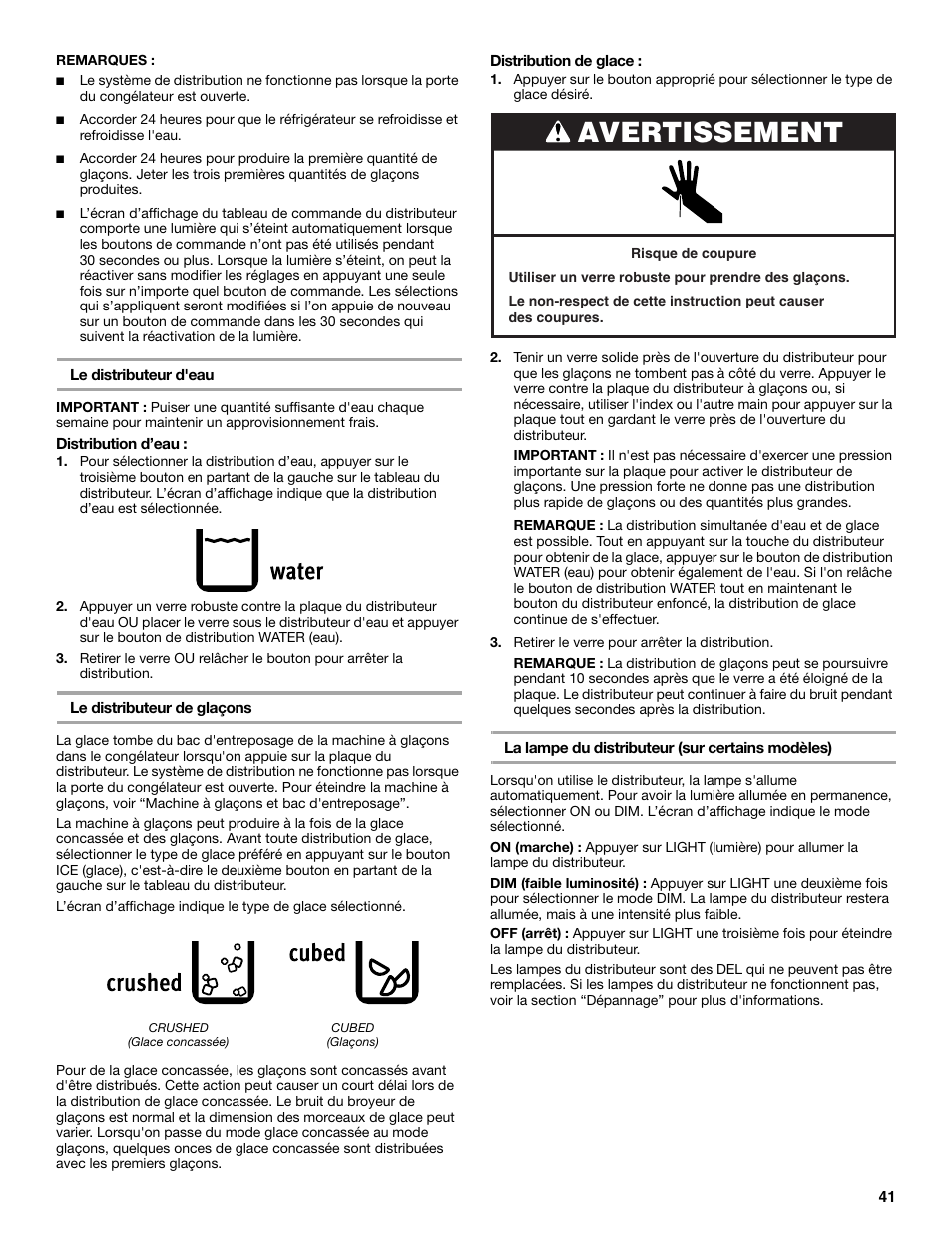 Avertissement | Maytag P1WG2L User Manual | Page 41 / 52