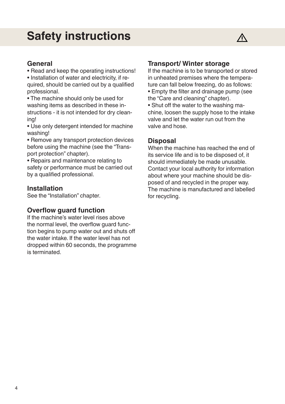 Safety instructions | Maytag MAF9501 User Manual | Page 4 / 24