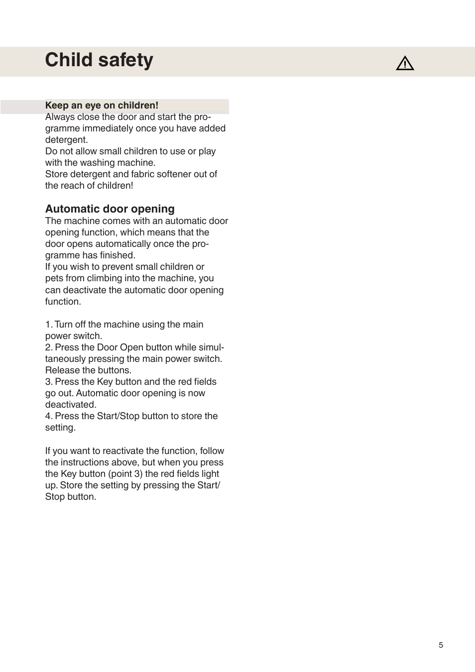 Child safety | Maytag MAF9501 User Manual | Page 5 / 24