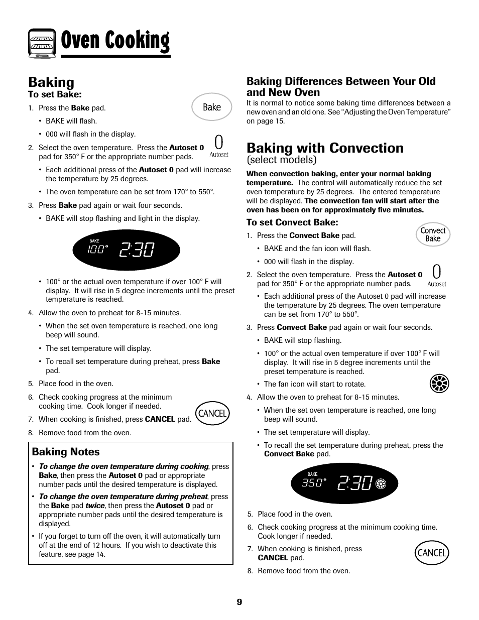 Oven cooking, Baking, Baking with convection | Baking differences between your old and new oven, Select models) | Maytag MGS5875BDW User Manual | Page 10 / 84