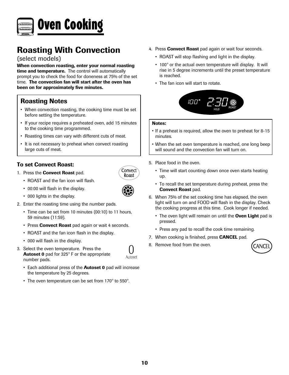 Oven cooking, Roasting with convection, Select models) | Maytag MGS5875BDW User Manual | Page 11 / 84