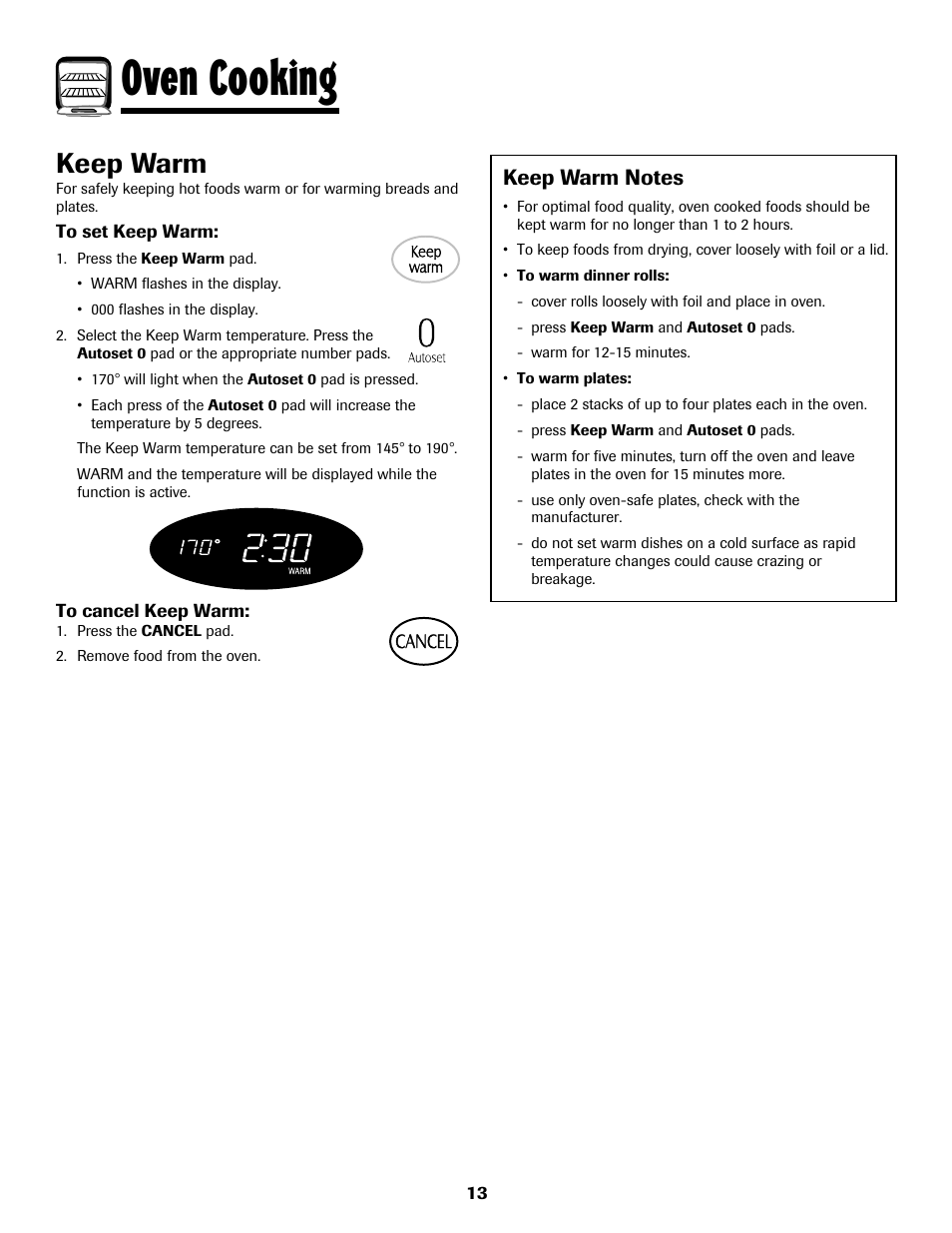 Oven cooking, Keep warm | Maytag MGS5875BDW User Manual | Page 14 / 84