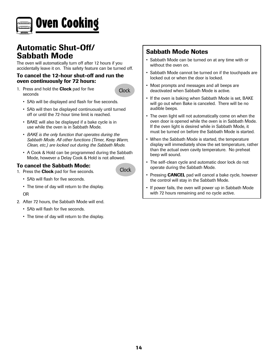 Oven cooking, Automatic shut-off/ sabbath mode | Maytag MGS5875BDW User Manual | Page 15 / 84