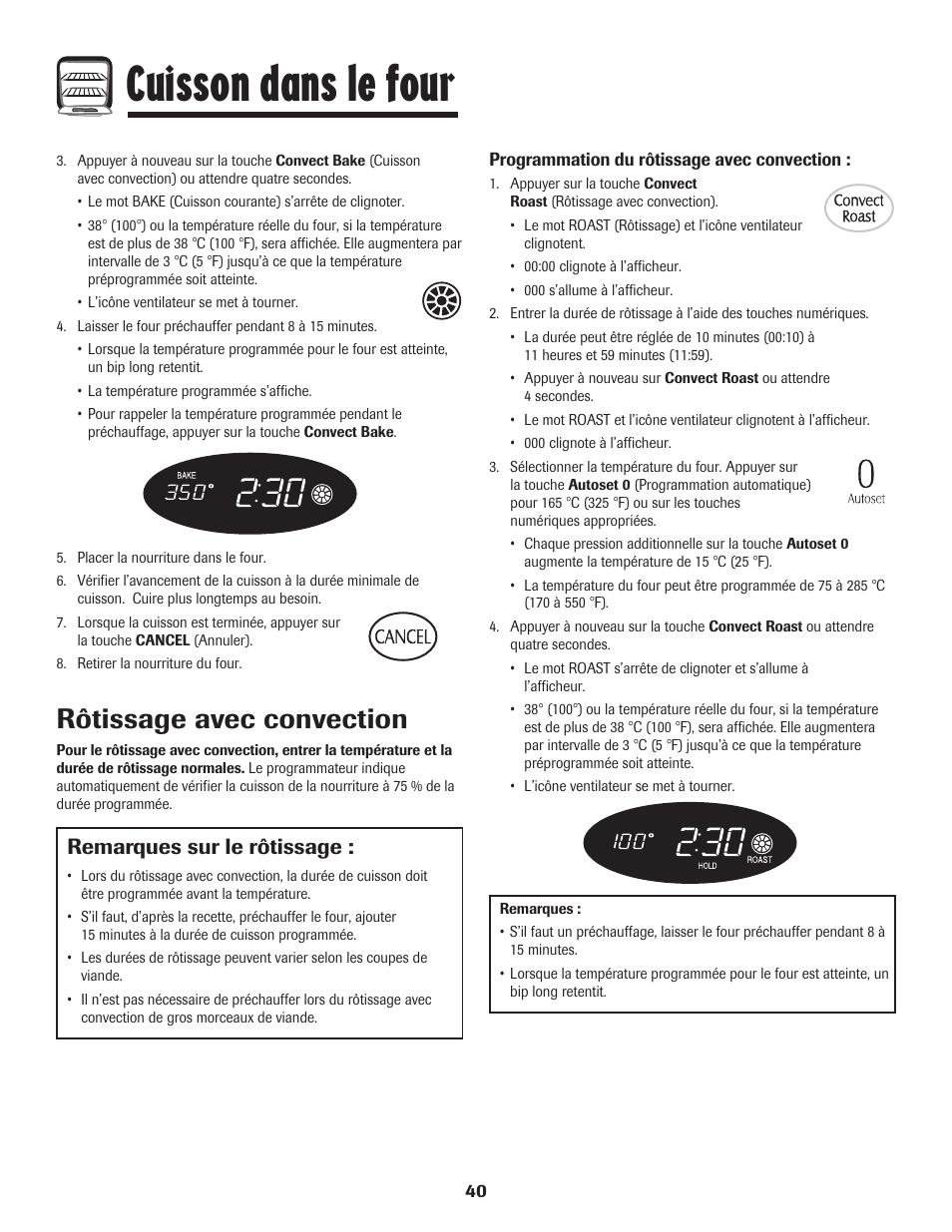 Cuisson dans le four, Rôtissage avec convection, Remarques sur le rôtissage | Maytag MER5875RAF User Manual | Page 41 / 84