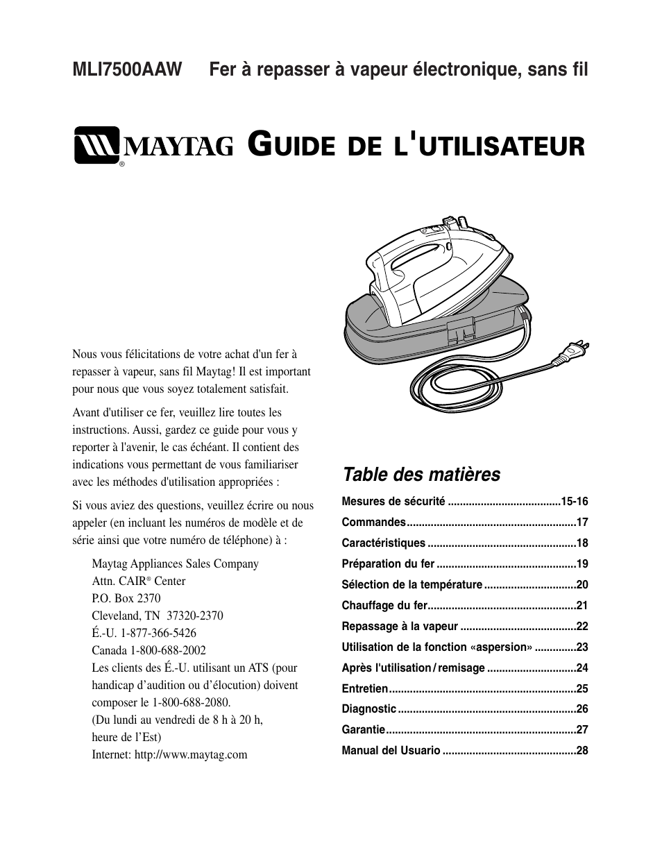 Maytag MLI7500AAW User Manual | Page 15 / 44