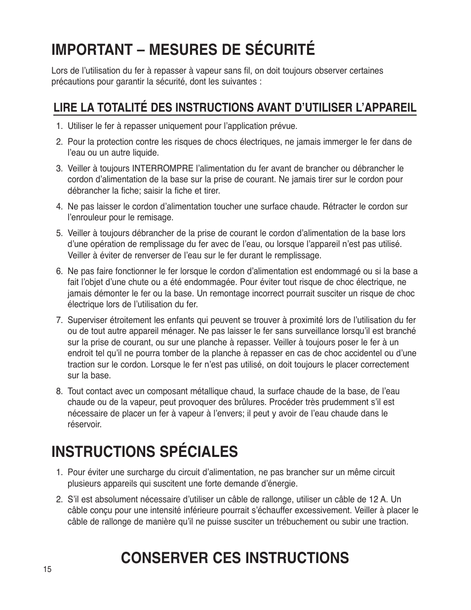 Important – mesures de sécurité, Instructions spéciales, Conserver ces instructions | Maytag MLI7500AAW User Manual | Page 16 / 44