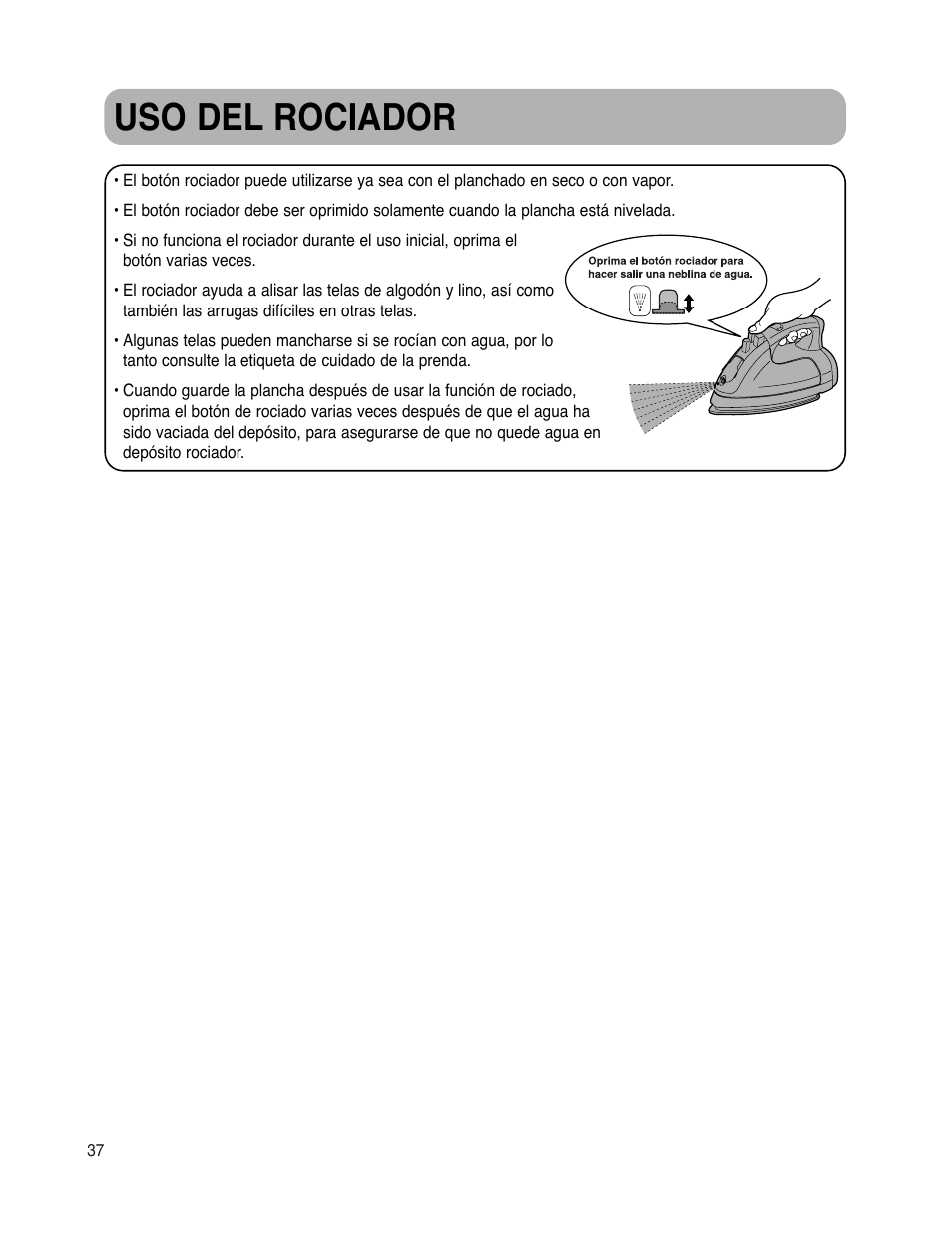 Uso del rociador | Maytag MLI7500AAW User Manual | Page 38 / 44