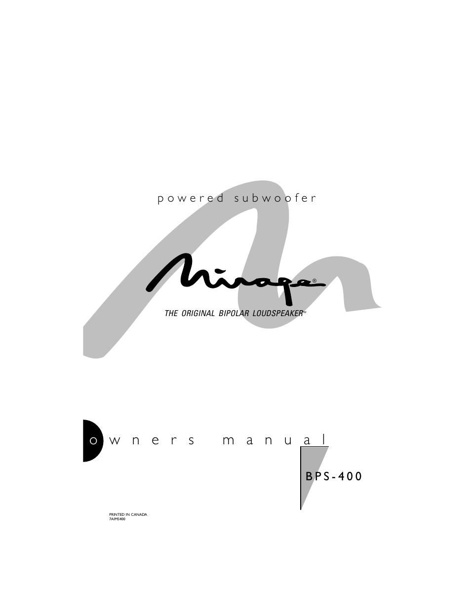 Mirage Loudspeakers BPS-400 User Manual | 12 pages