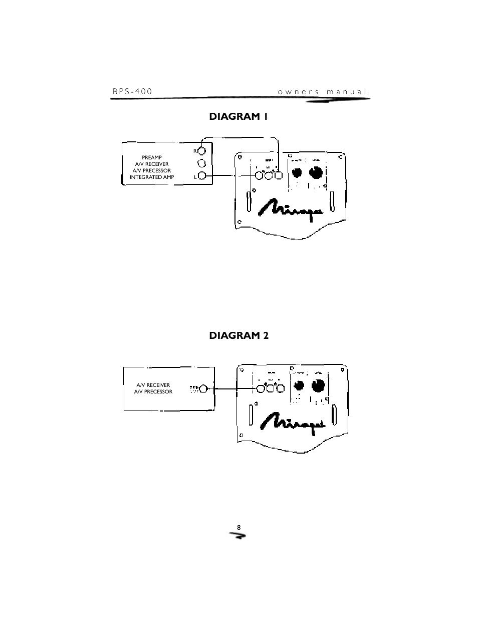 Diagram 1 diagram 2 | Mirage Loudspeakers BPS-400 User Manual | Page 9 / 12