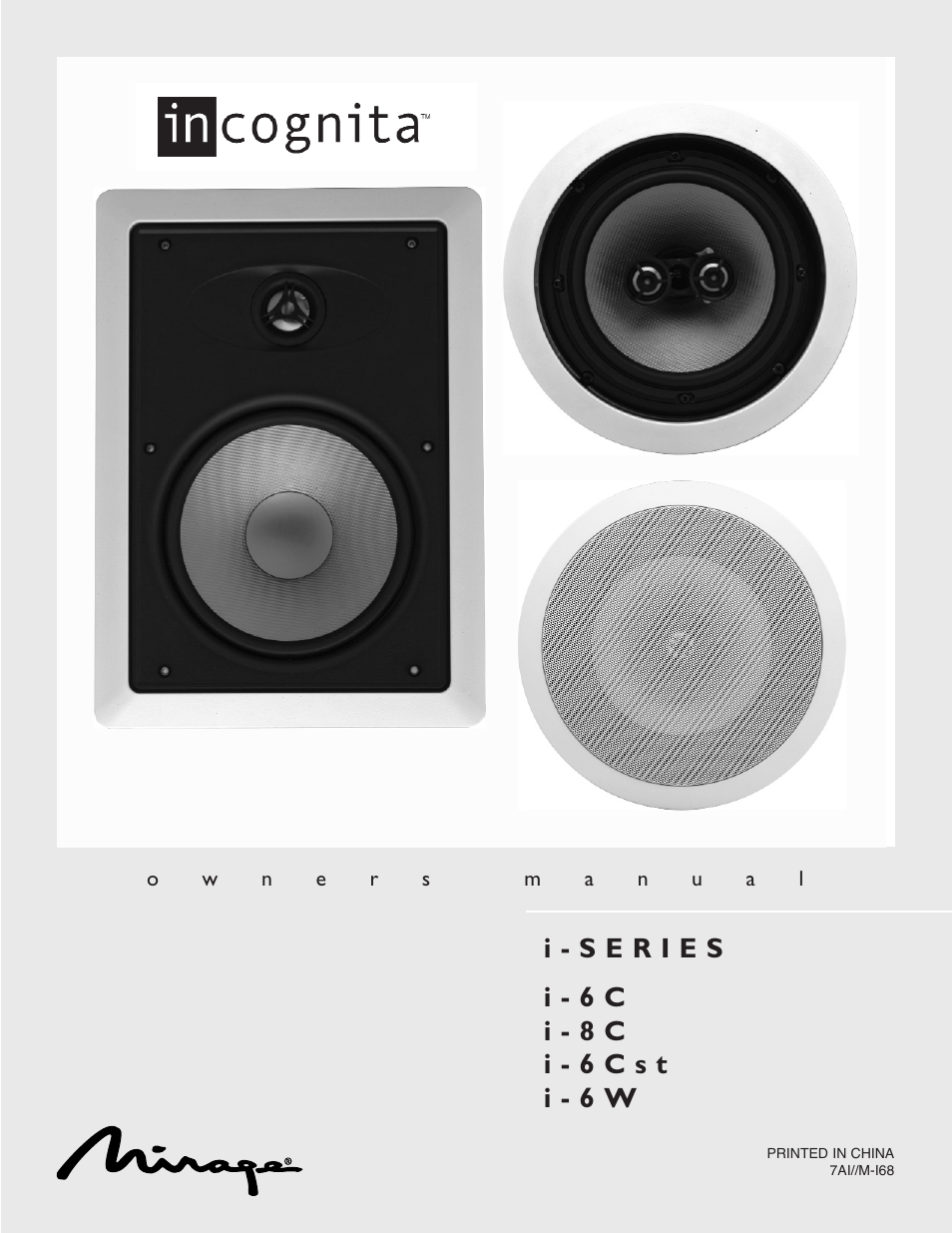 Mirage Loudspeakers i-SERIES User Manual | 4 pages
