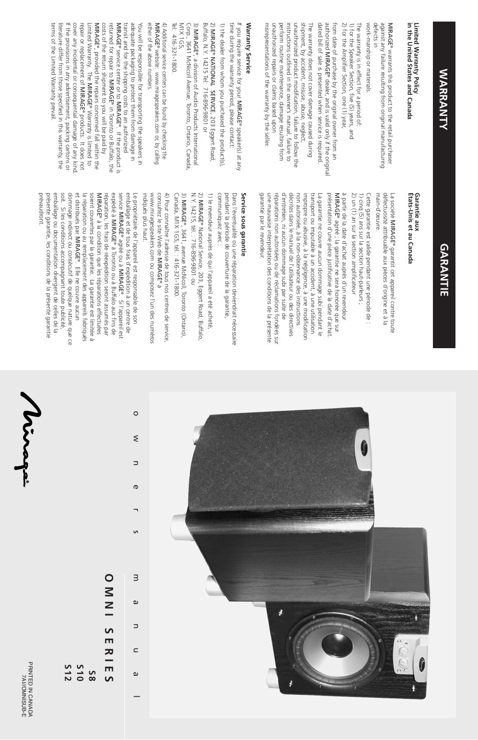 Mirage Loudspeakers OMNI S12 User Manual | 16 pages