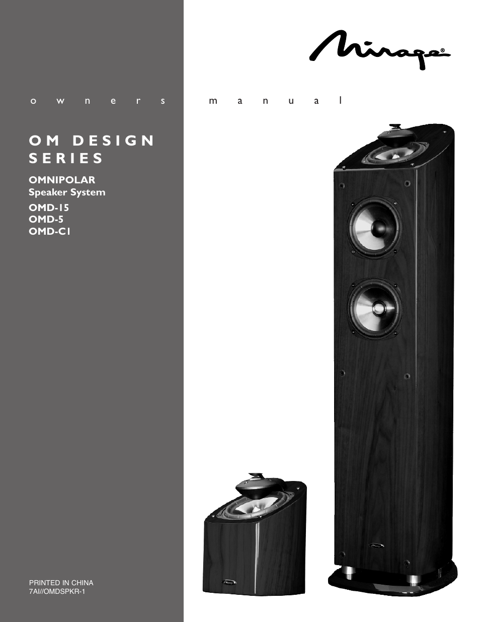 Mirage Loudspeakers OMNIPOLAR OMD-C1 User Manual | 34 pages