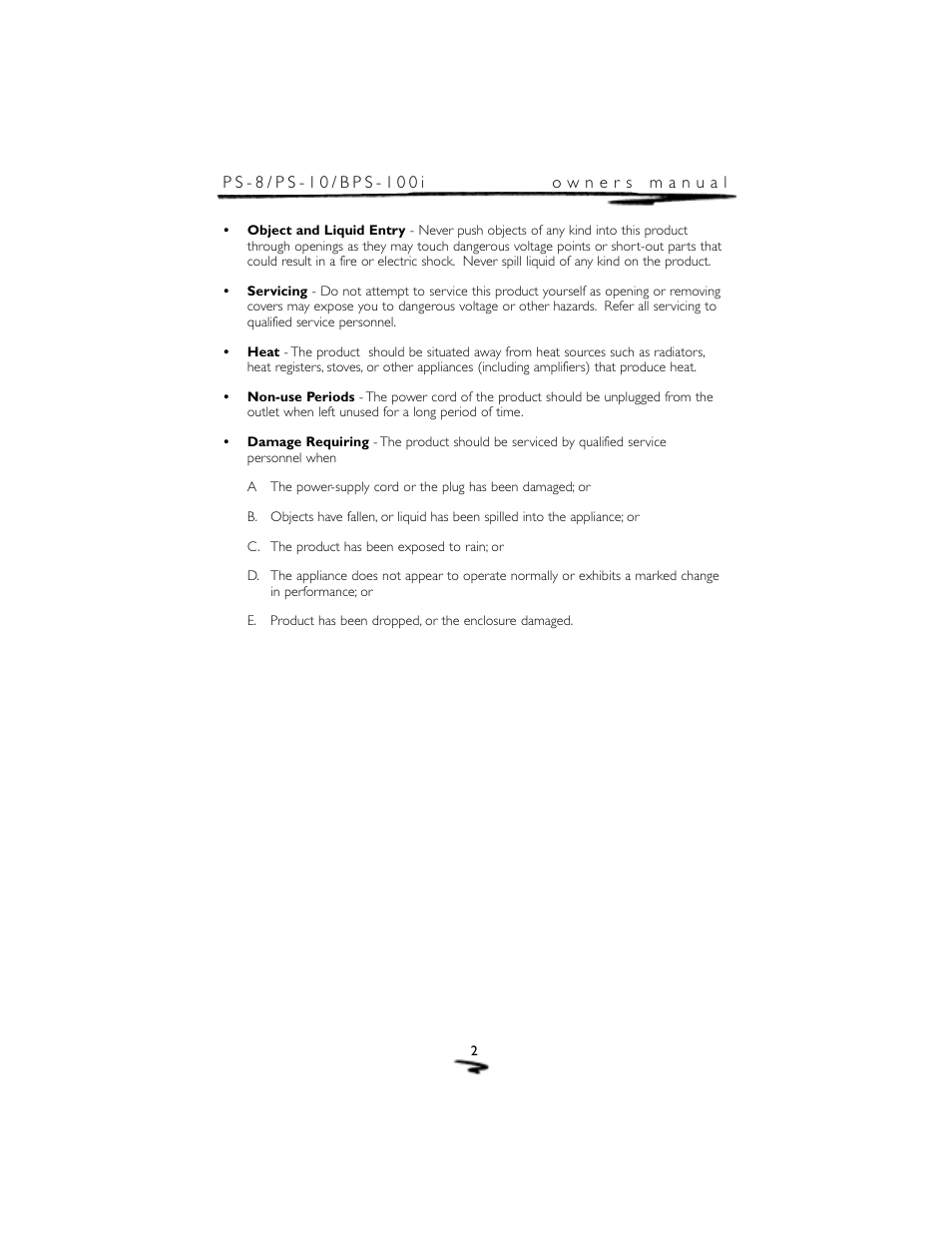 Mirage Loudspeakers PS-8 User Manual | Page 3 / 12