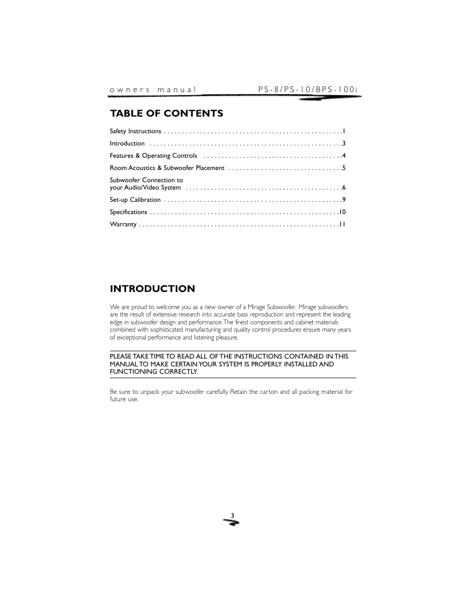 Mirage Loudspeakers PS-8 User Manual | Page 4 / 12
