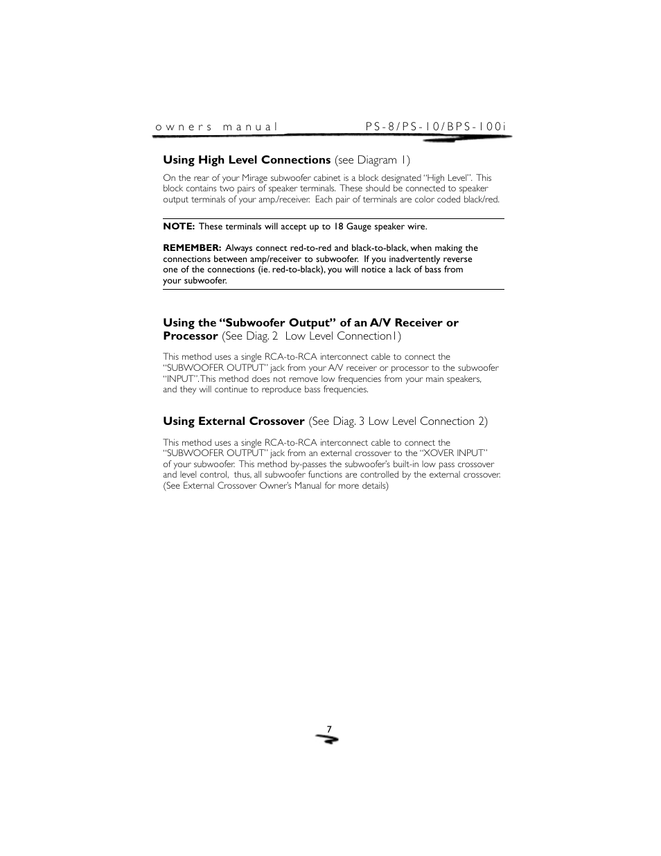 Mirage Loudspeakers PS-8 User Manual | Page 8 / 12