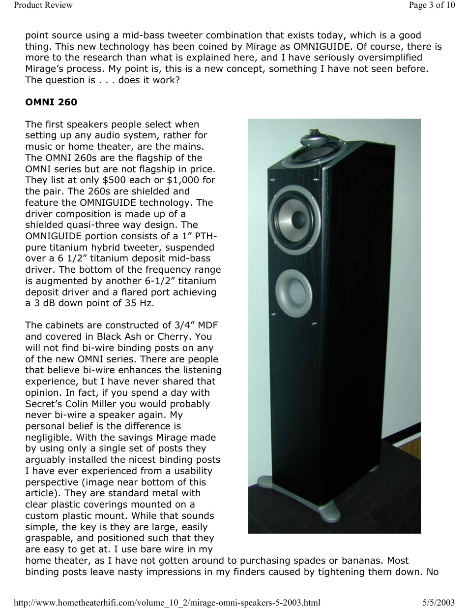 Mirage Loudspeakers OMNI 5.1 User Manual | Page 3 / 10