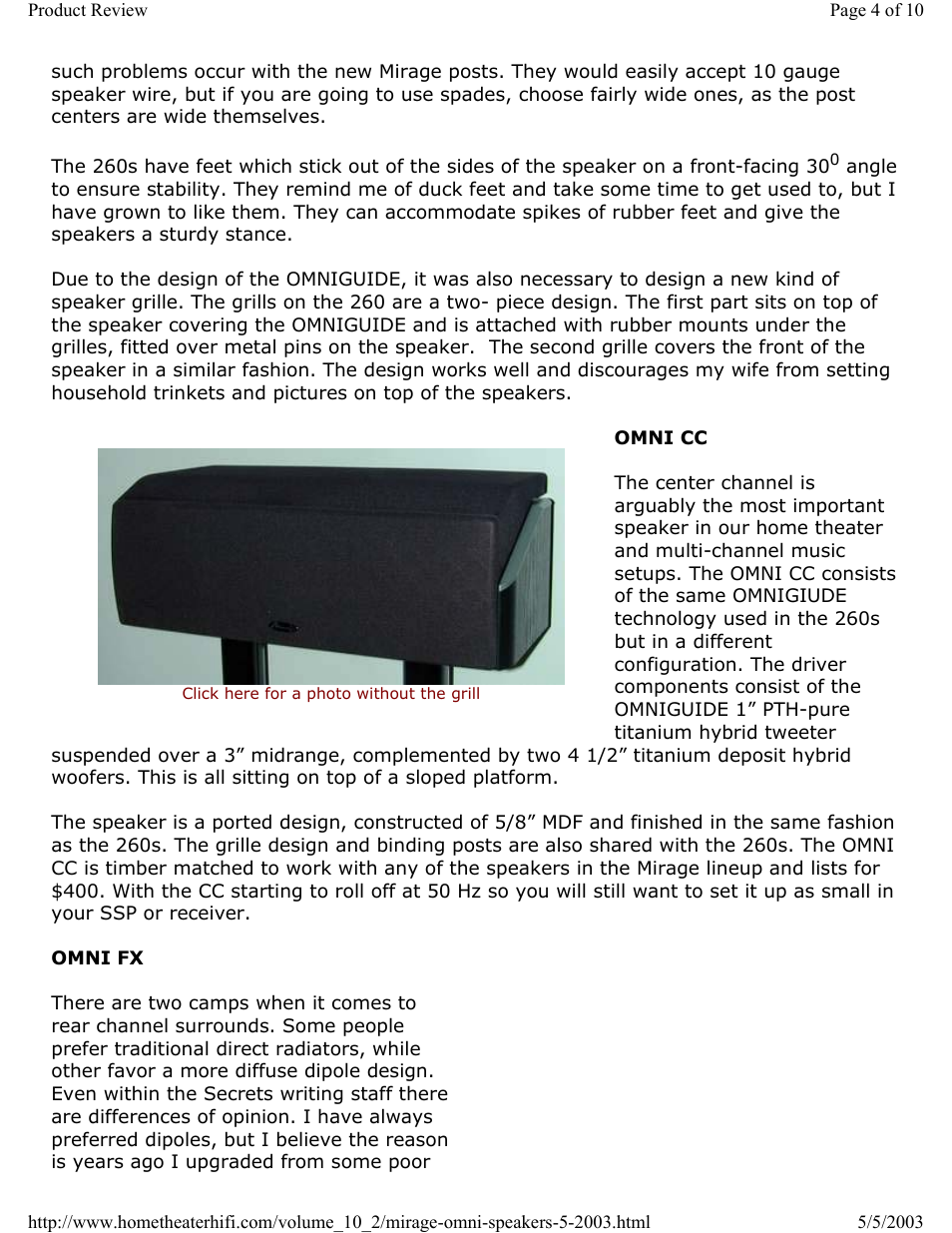 Mirage Loudspeakers OMNI 5.1 User Manual | Page 4 / 10