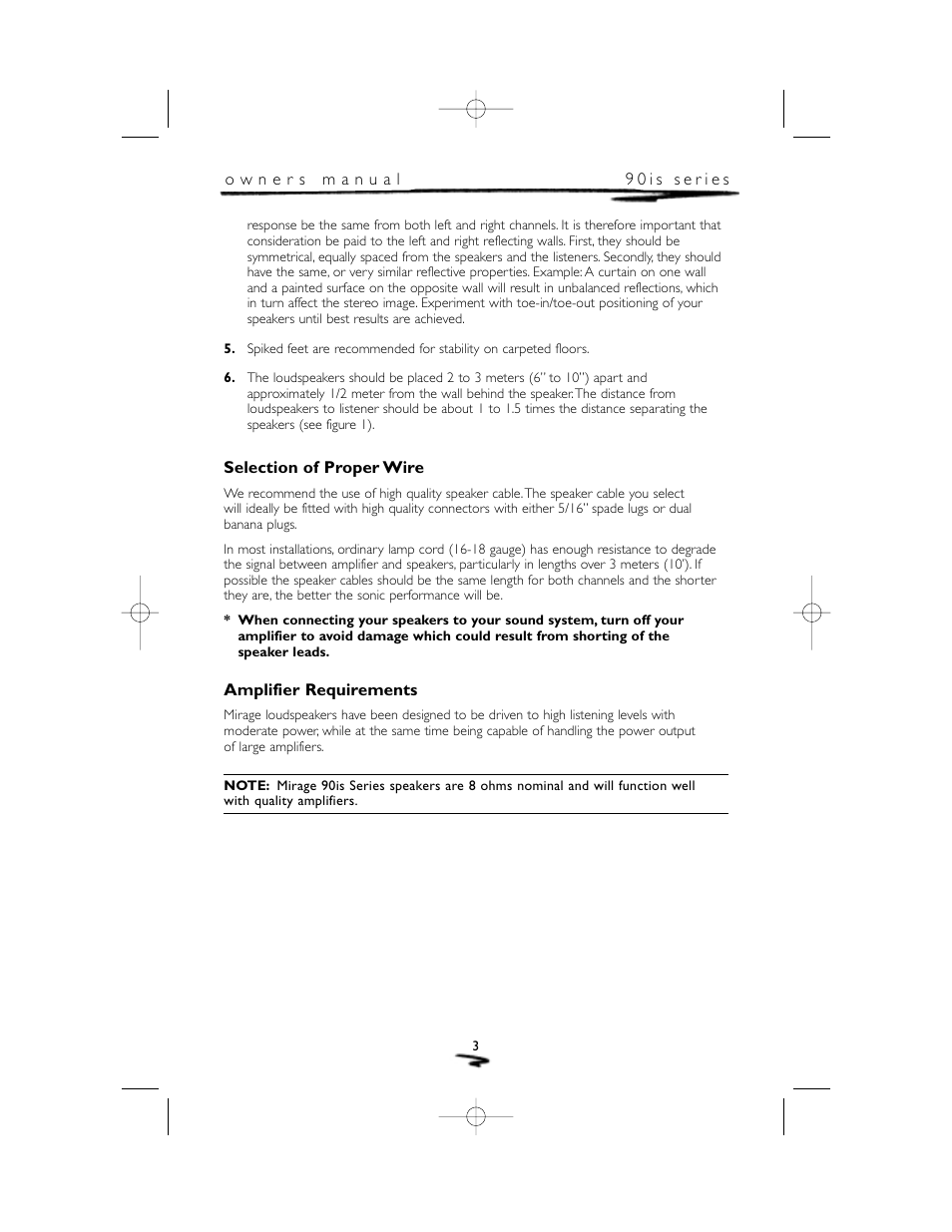 Mirage Loudspeakers 90 is User Manual | Page 4 / 12