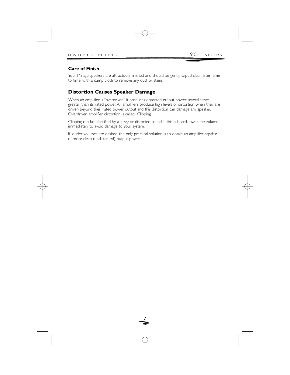 Mirage Loudspeakers 90 is User Manual | Page 8 / 12