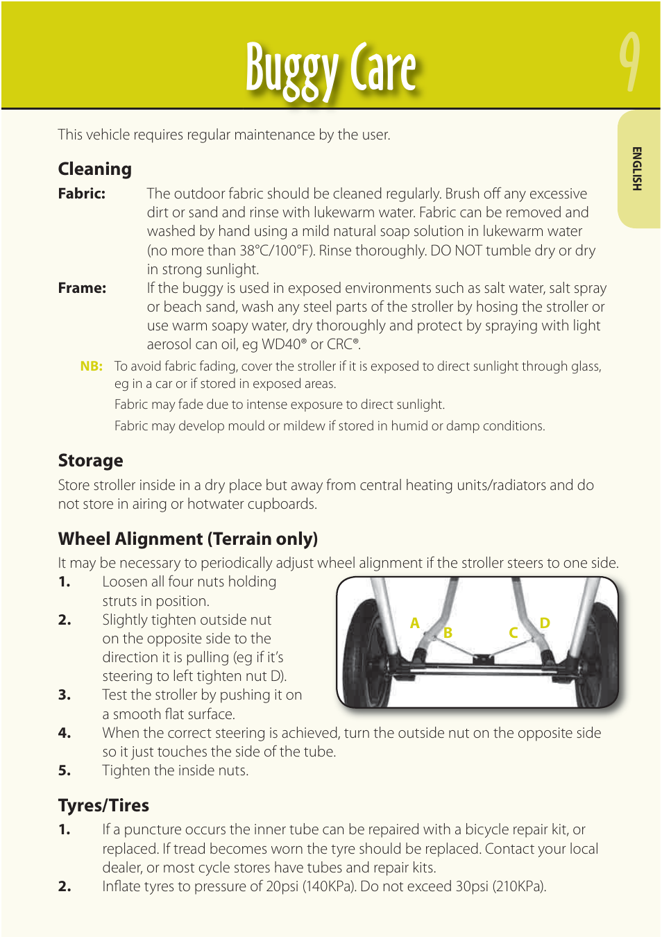 Buggy care | Mountain Buggy Buggy Range Outside Cove User Manual | Page 11 / 89