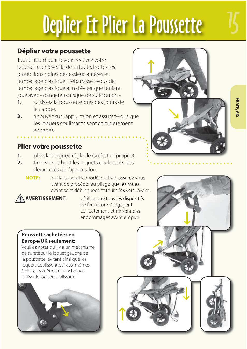 Deplier et plier la poussette | Mountain Buggy Buggy Range Outside Cove User Manual | Page 17 / 89