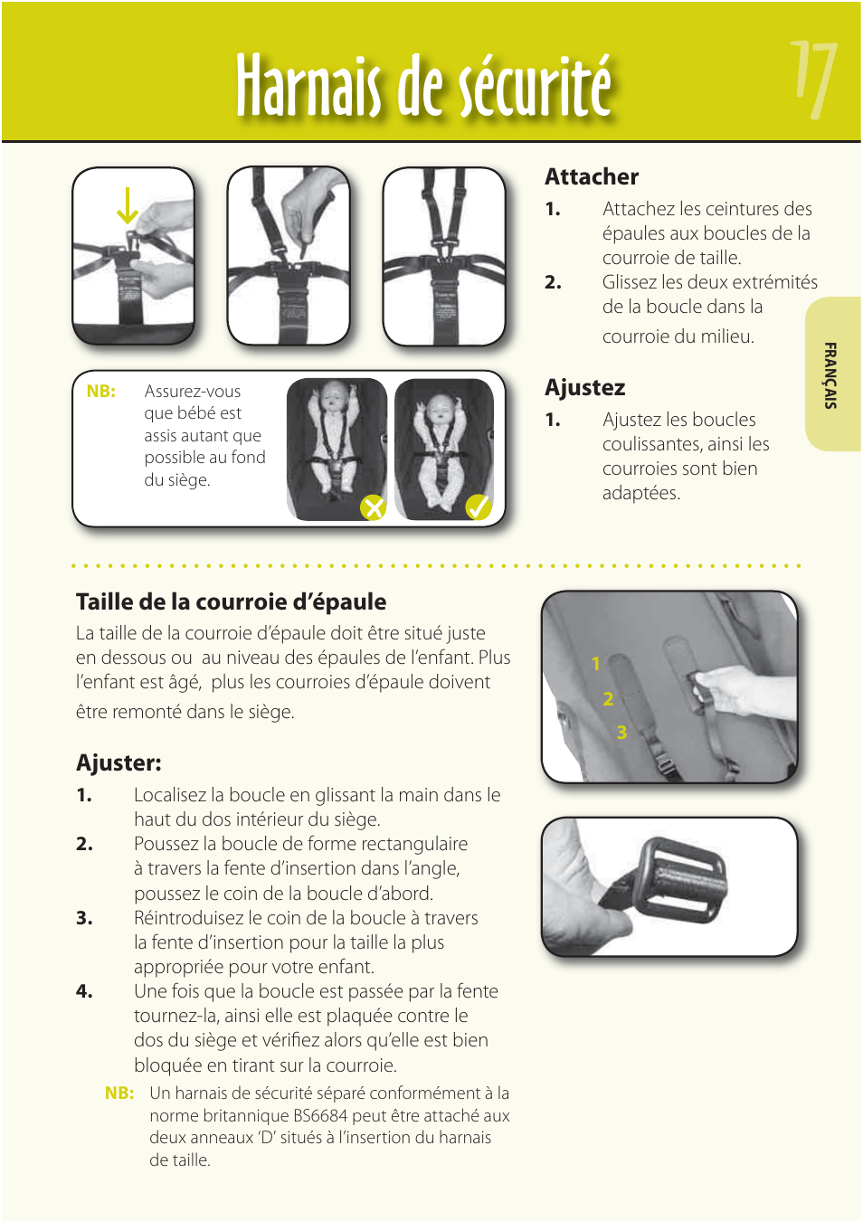 Harnais de sécurité | Mountain Buggy Buggy Range Outside Cove User Manual | Page 19 / 89