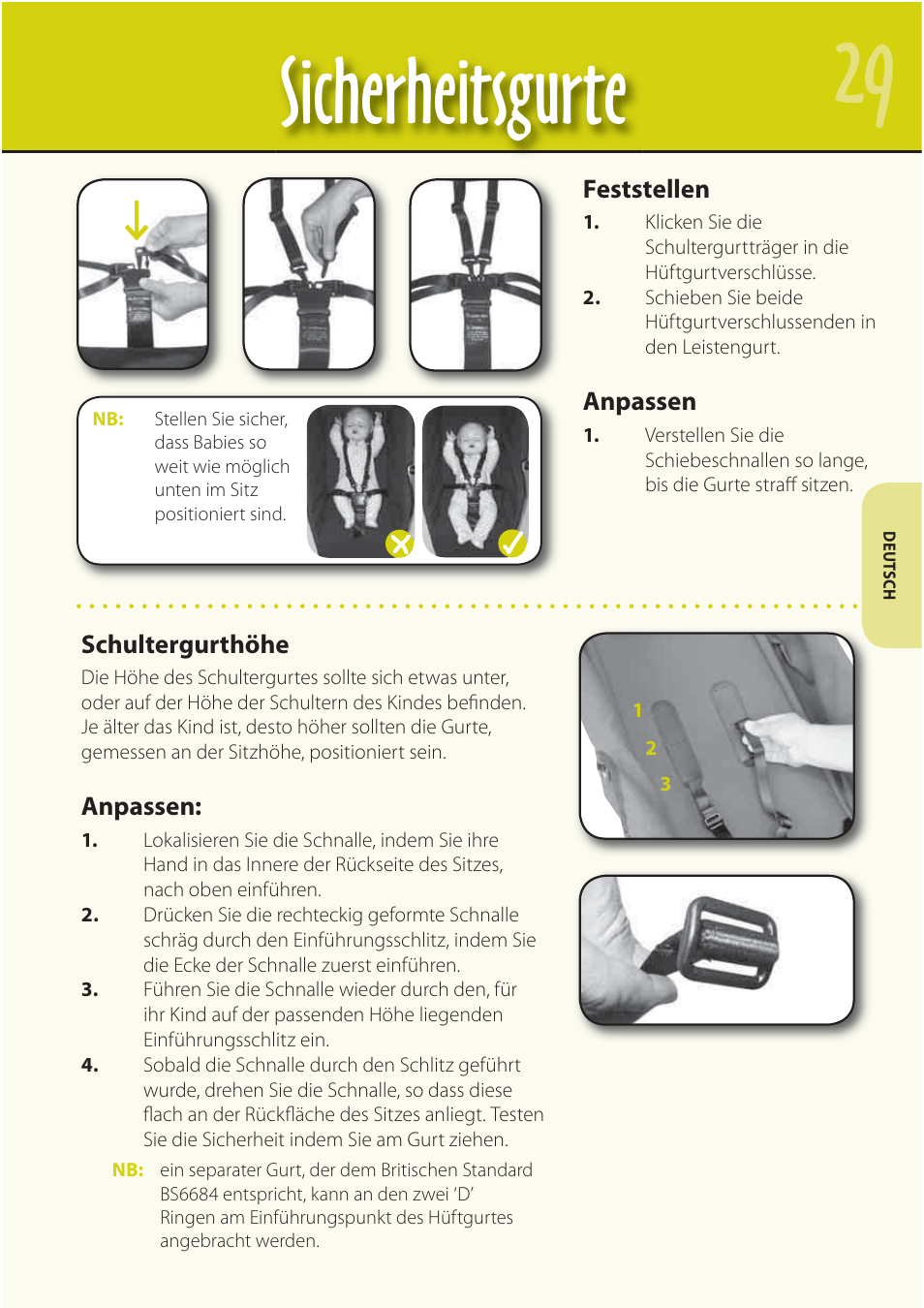 Sicherheitsgurte | Mountain Buggy Buggy Range Outside Cove User Manual | Page 31 / 89