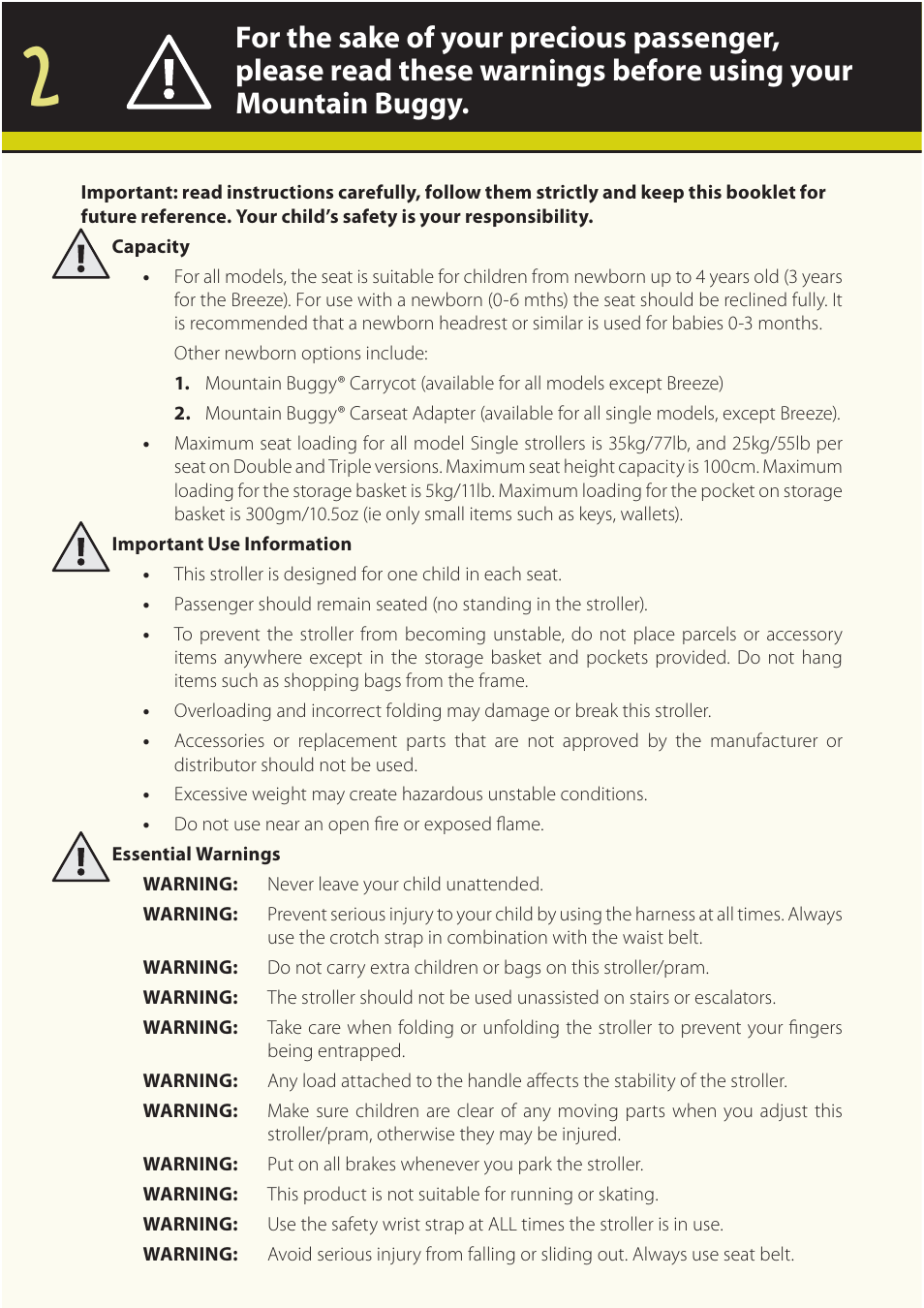 Mountain Buggy Buggy Range Outside Cove User Manual | Page 4 / 89