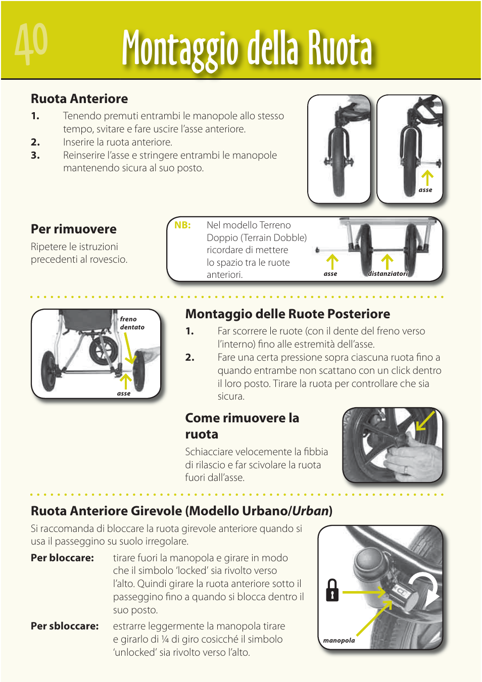 Montaggio della ruota | Mountain Buggy Buggy Range Outside Cove User Manual | Page 42 / 89