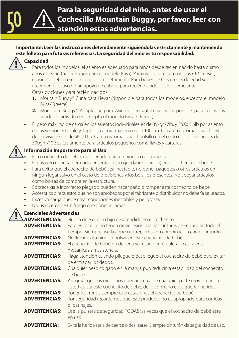 Mountain Buggy Buggy Range Outside Cove User Manual | Page 52 / 89