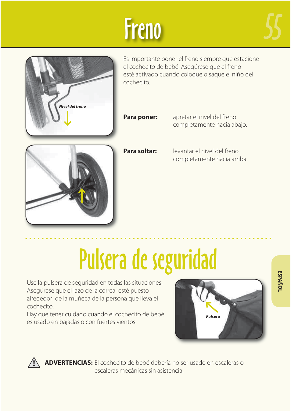 Freno pulsera de seguridad | Mountain Buggy Buggy Range Outside Cove User Manual | Page 57 / 89