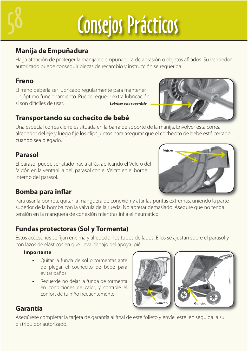 Consejos prácticos | Mountain Buggy Buggy Range Outside Cove User Manual | Page 60 / 89