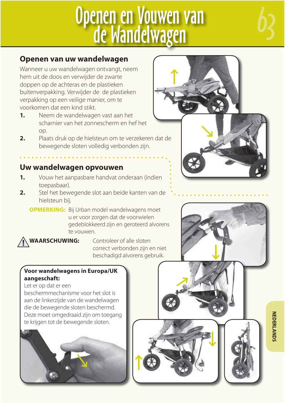 Openen en vouwen van de wandelwagen | Mountain Buggy Buggy Range Outside Cove User Manual | Page 65 / 89