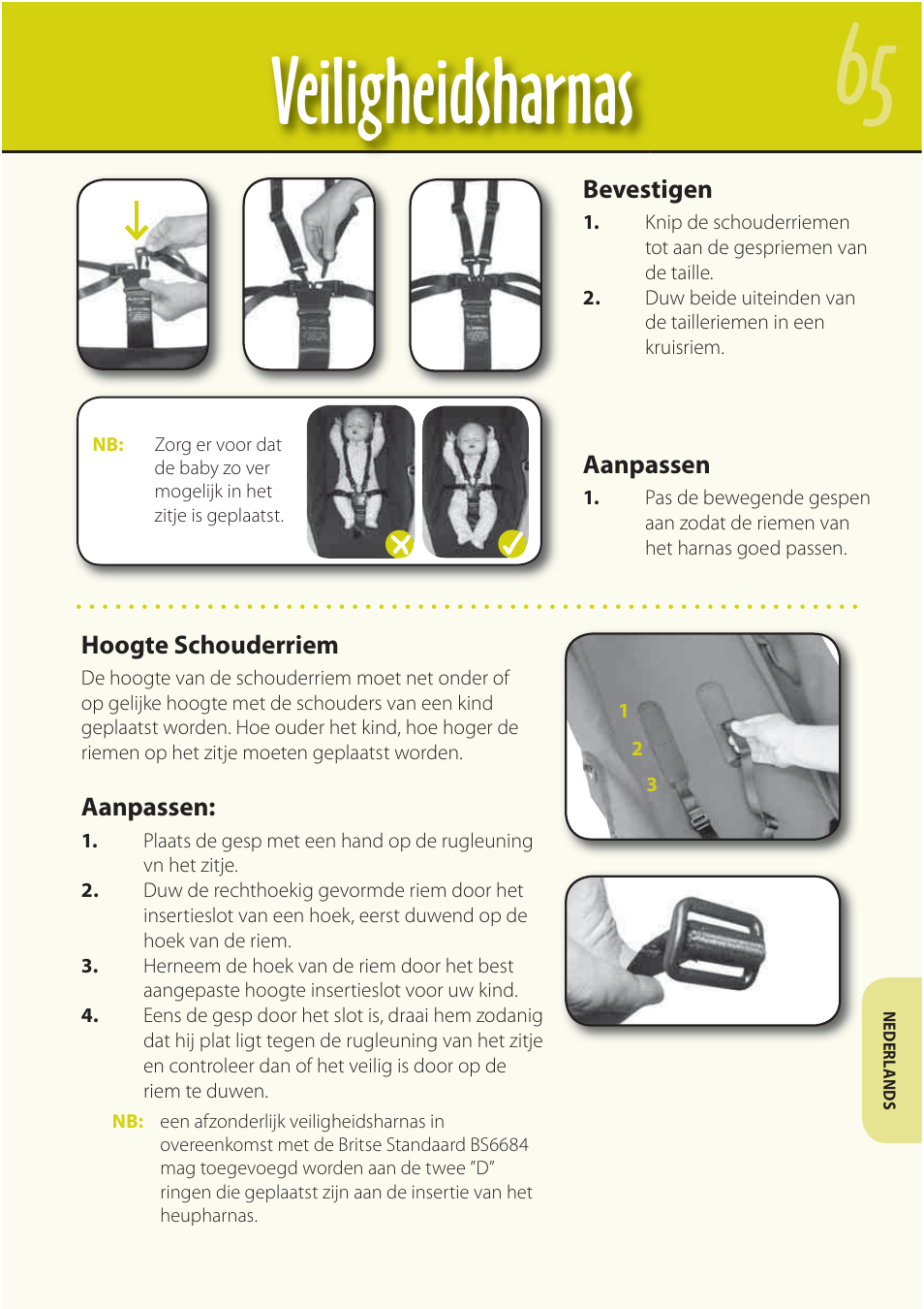 Veiligheidsharnas | Mountain Buggy Buggy Range Outside Cove User Manual | Page 67 / 89