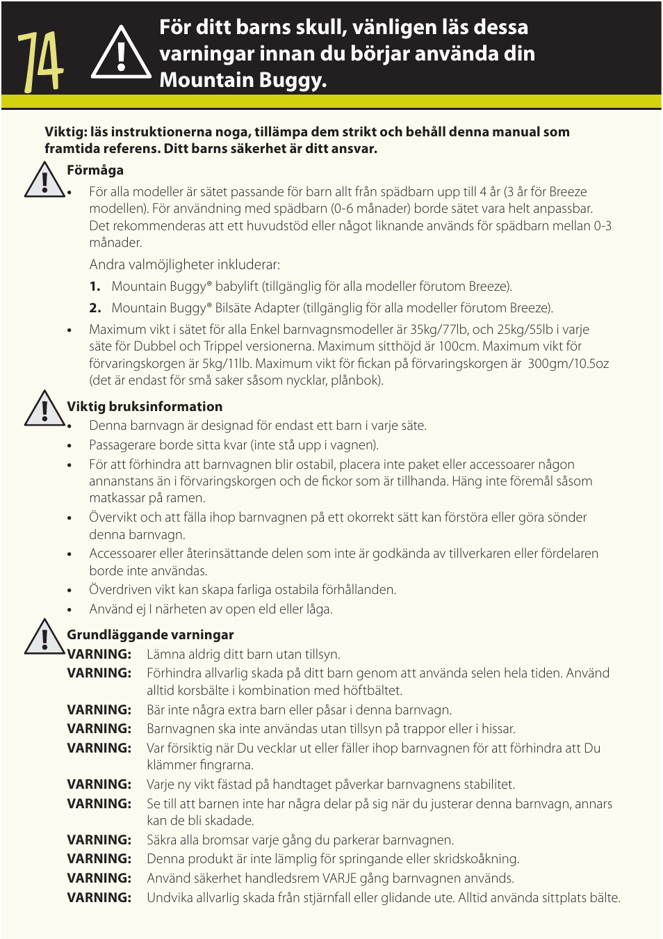 Mountain Buggy Buggy Range Outside Cove User Manual | Page 76 / 89