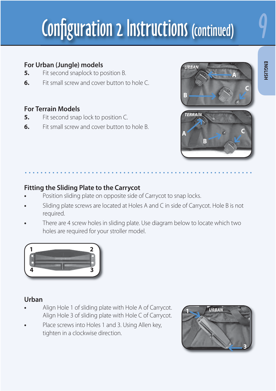 Conﬁ guration 2 instructions, Continued) | Mountain Buggy Carrycot User Manual | Page 11 / 75