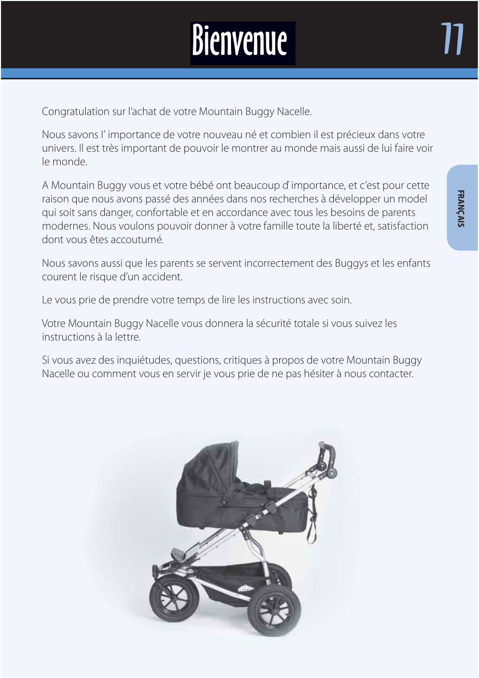 Bienvenue | Mountain Buggy Carrycot User Manual | Page 13 / 75