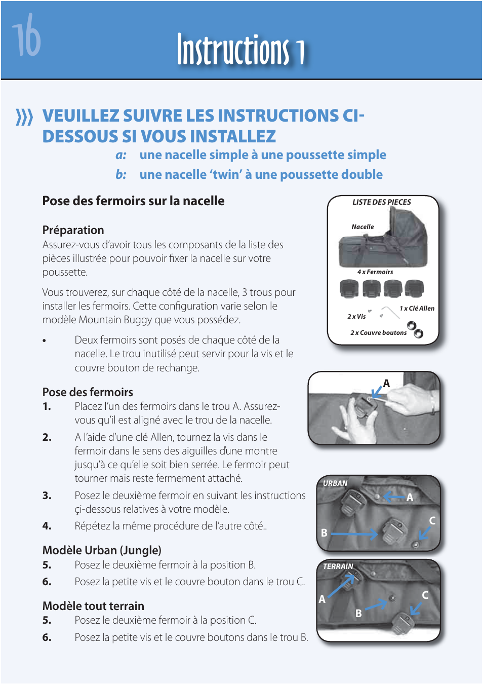 Instructions 1 | Mountain Buggy Carrycot User Manual | Page 18 / 75