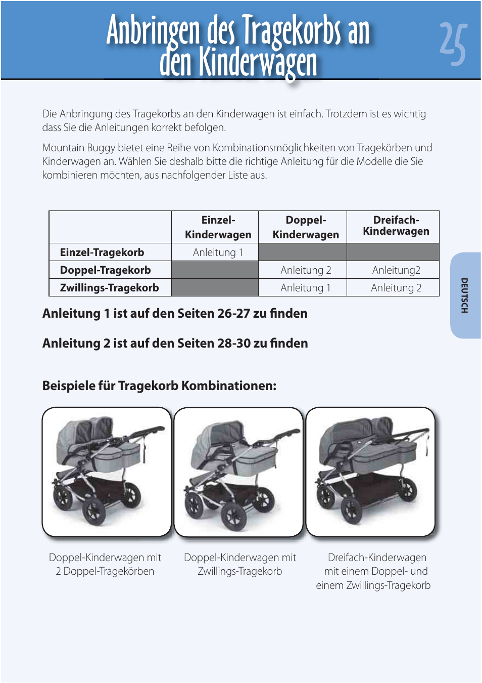 Anbringen des tragekorbs an den kinderwagen | Mountain Buggy Carrycot User Manual | Page 27 / 75