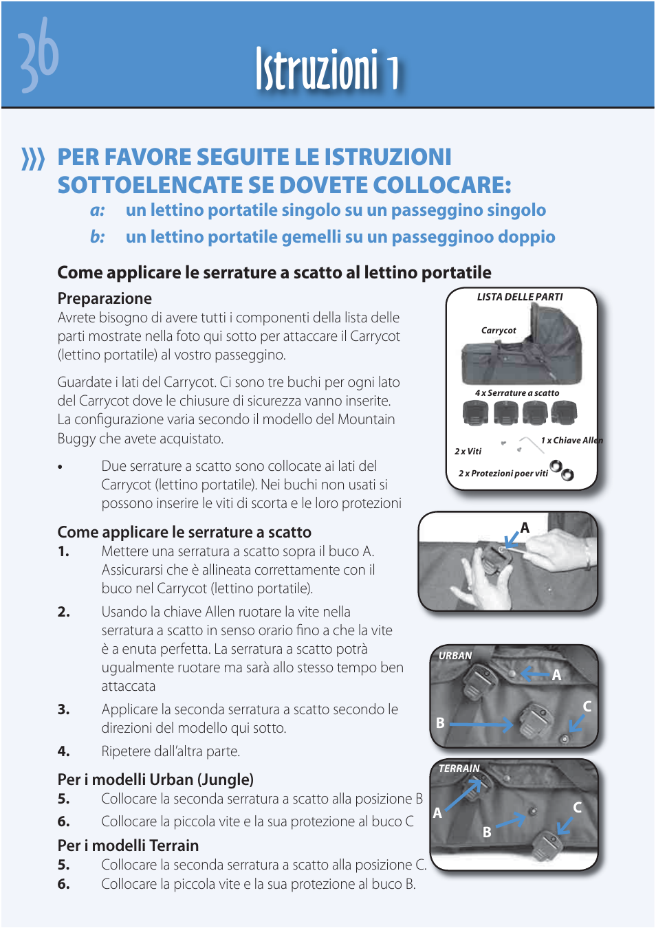 Istruzioni 1 | Mountain Buggy Carrycot User Manual | Page 38 / 75