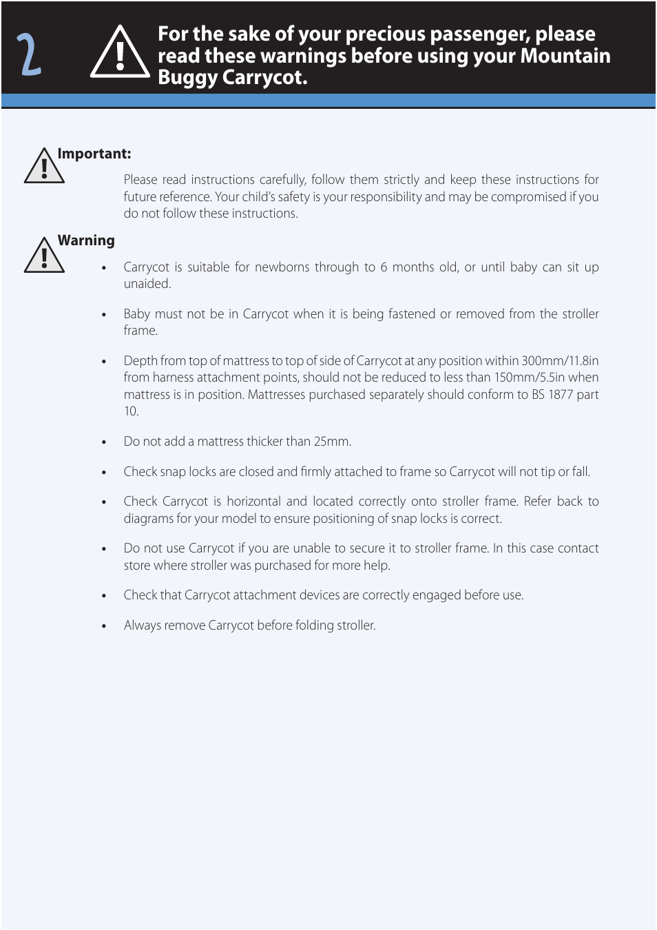 Mountain Buggy Carrycot User Manual | Page 4 / 75