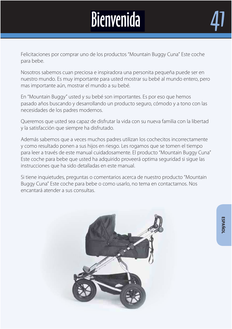 Bienvenida | Mountain Buggy Carrycot User Manual | Page 43 / 75