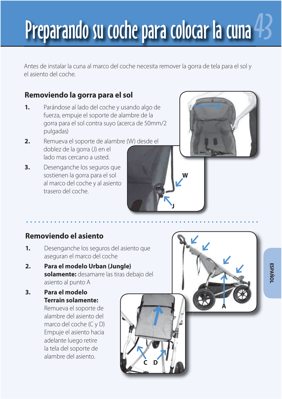 Preparando su coche para colocar la cuna | Mountain Buggy Carrycot User Manual | Page 45 / 75