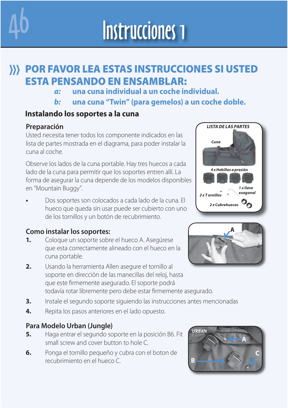 Instrucciones 1 | Mountain Buggy Carrycot User Manual | Page 48 / 75